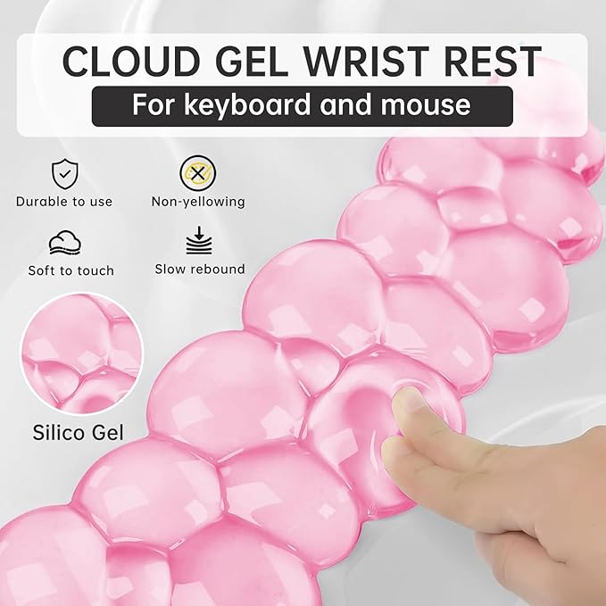 Mouse Pad with Wrist Rest, Soft Cloud Gel Keyboard Mouse Pad Set with Hand - Image 3