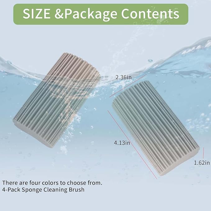 Damp Clean Duster Sponge 4 Pack, Magic Sponges Eraser Baseboard Cleaner Tool - Image 3
