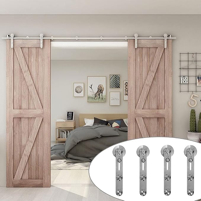 TSMST 16FT Sliding Barn Door Hardware Kit, Top Mount Stainless Steel Heavy Duty by TSMST