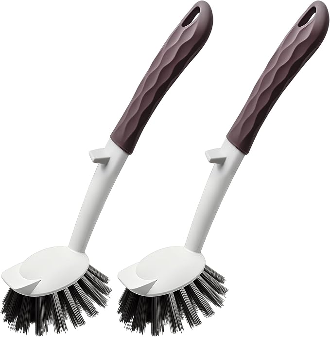 Dish Brush, 2 Pack with Comfortable Handle, with Built-in Scraper, Scrub Brush by Unknown