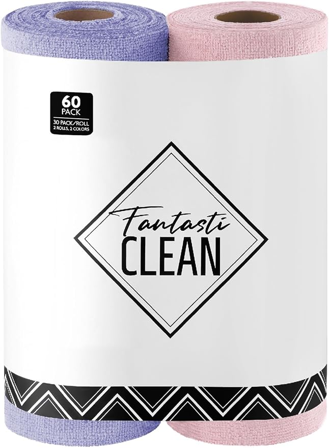Fantasticlean Microfiber Cleaning Cloth Roll -60 Pack, Tear Away Microfiber by Fantasticlean