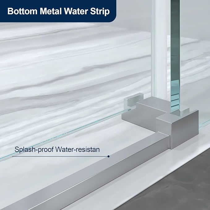 56-60" x 74" Double Sliding Shower Door, Frameless Shower Enclosure 5/16" Clear - Image 6