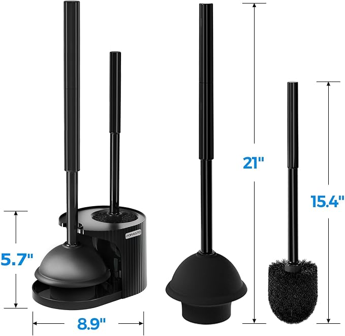 4Pack 2 in 1 Toilet Brush and Plunger Set, Extended Handle Plunger, Toilet Bowl - Image 6
