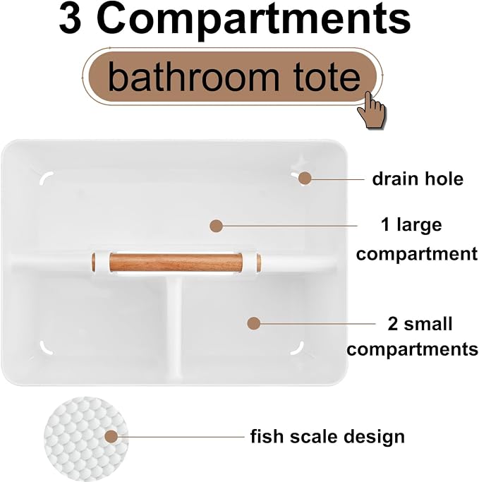 Haundry Plastic White Shower Caddy Basket - Image 3