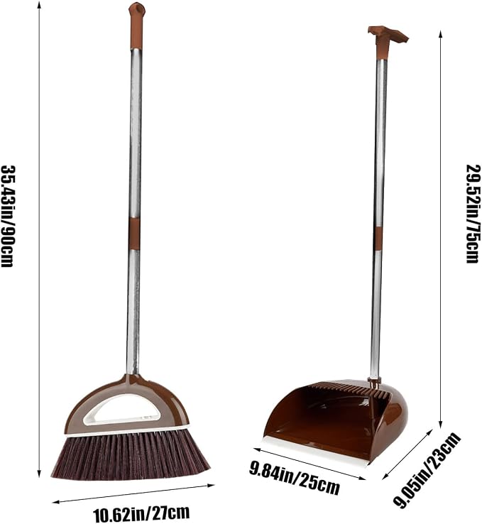 Brooms and Dustpan Set with 35" Long Handle, 181° Rotatable Standing Storage - Image 6