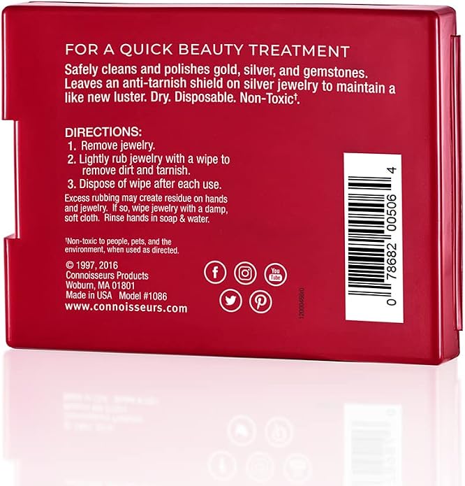 CONNOISSEURS Premium Edition Compact Jewelry Wipes No Rinse Gold and Silver - Image 8