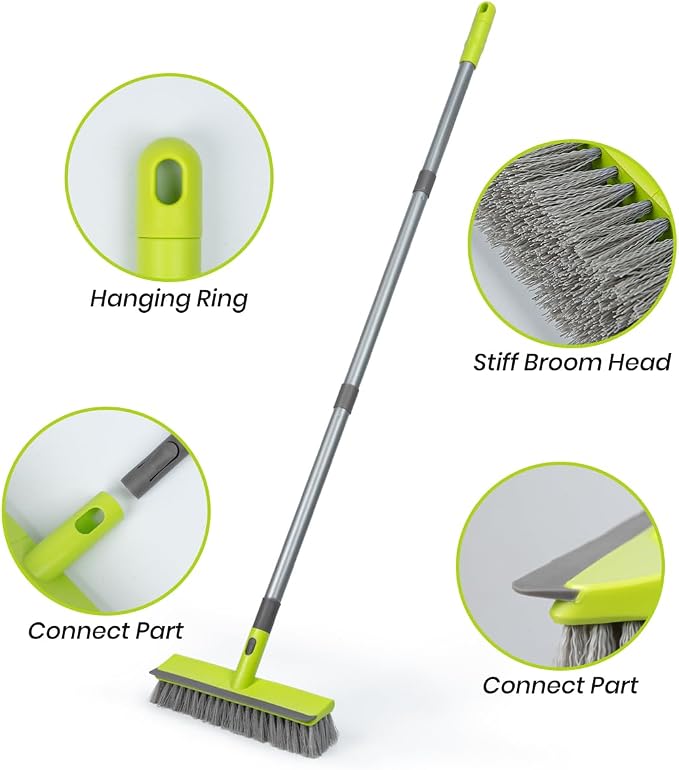 Floor Scrub Brush 2 in 1 Scrape and Stiff Bristle Deck Brush - Image 2