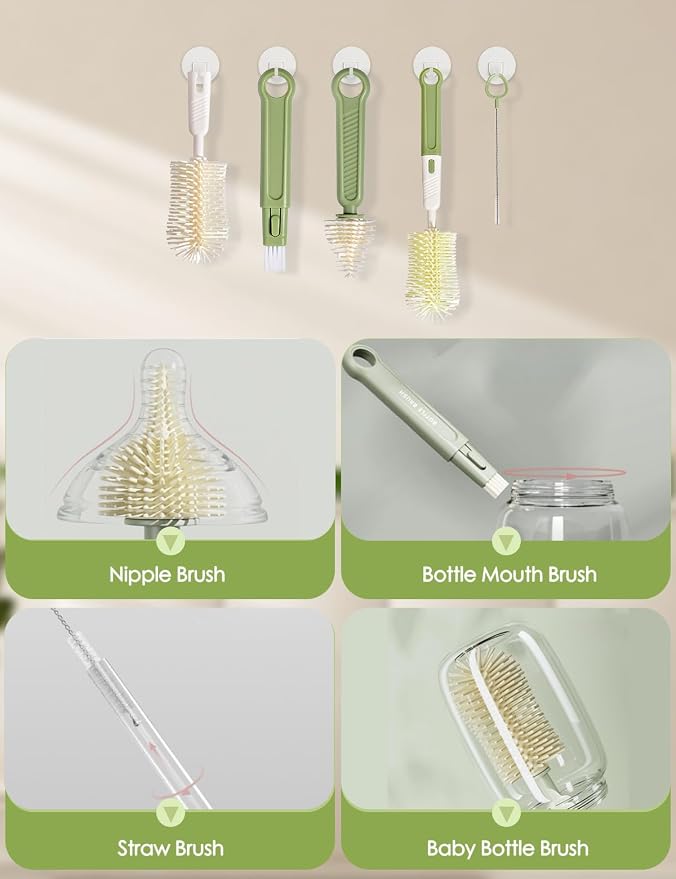 Baby Bottle Brush Set-Travel Bottle Cleaner Kit - Image 2