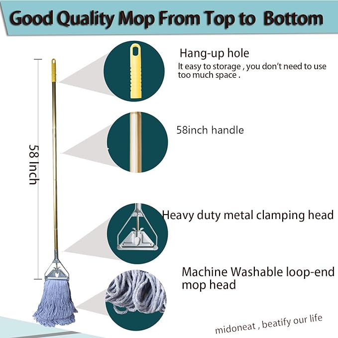 Heavy Duty Commercial Industrial Mop, Including Three mop Head Replacement - Image 2