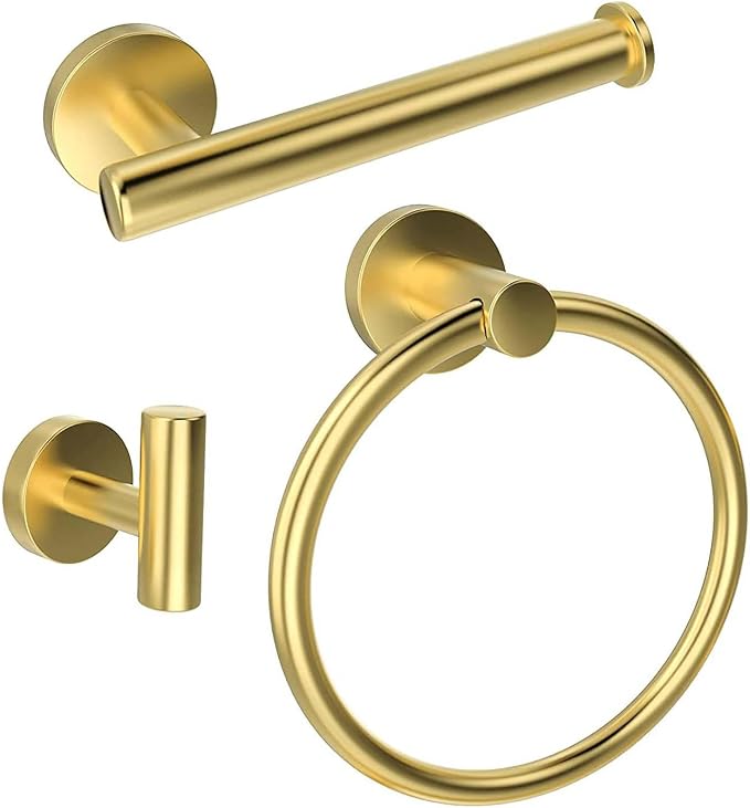 Towel Ring Set 3 Pieces Bathroom Kit Accessories Restroom Towel Holder Toilet by Unknown