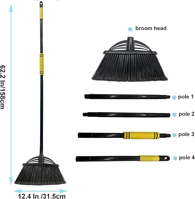 Four-Section Rod Long-Handled Broom, Heavy-Duty Broom, Angle Broom - Image 5