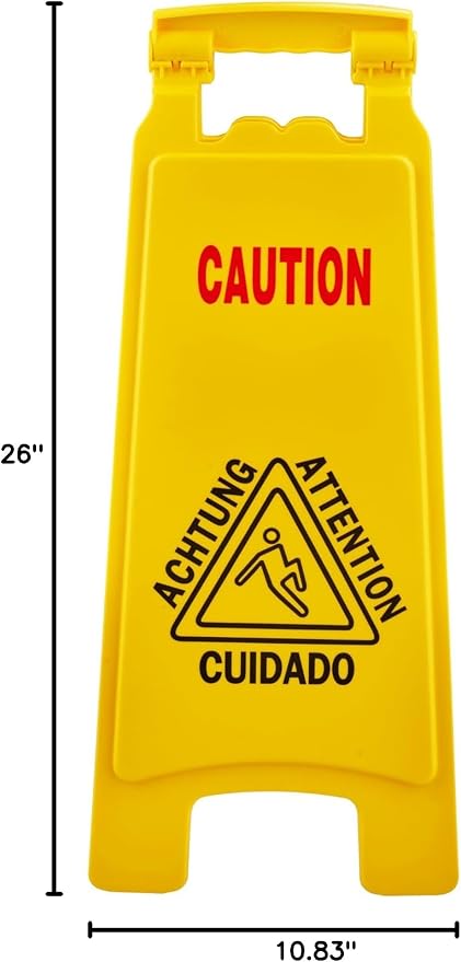 Wet Floor Sign, Slippery When Wet A-Frame Caution Sign, Bright Yellow - Image 9