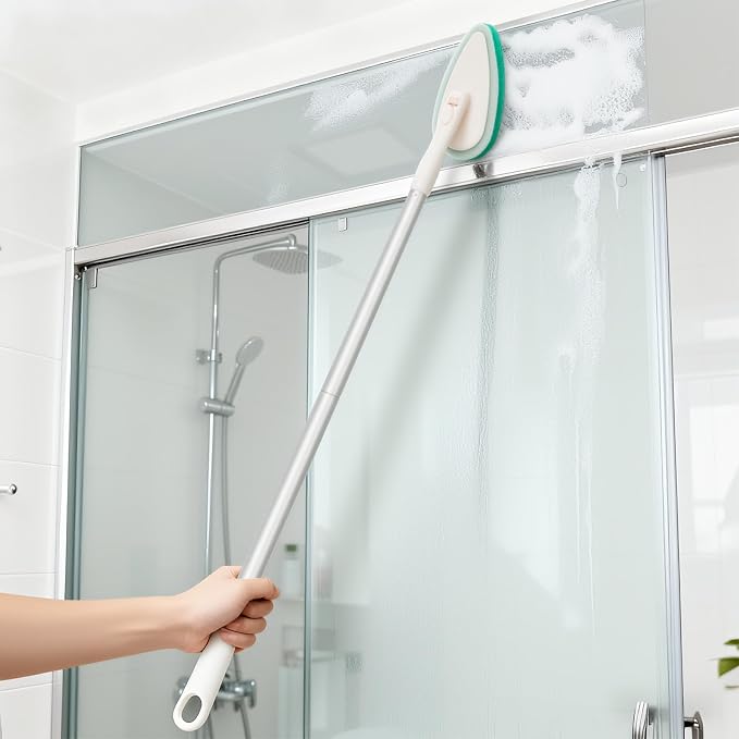 Qaestfy 4-in-1 Tub and Tile Shower Scrubber, Soft & Stiff Bristles Bathroom - Image 7