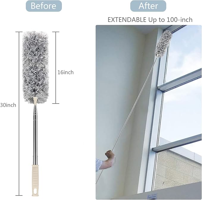 Microfiber Duster with Extension Pole 30 to 100'', with Bendable Head, - Image 4