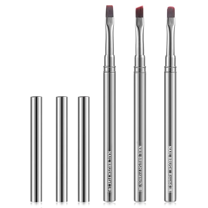 3Pcs Nail Art Clean-Up Brushes Set, Cleaning Mistake Polish On Cuticles Angled by INENK