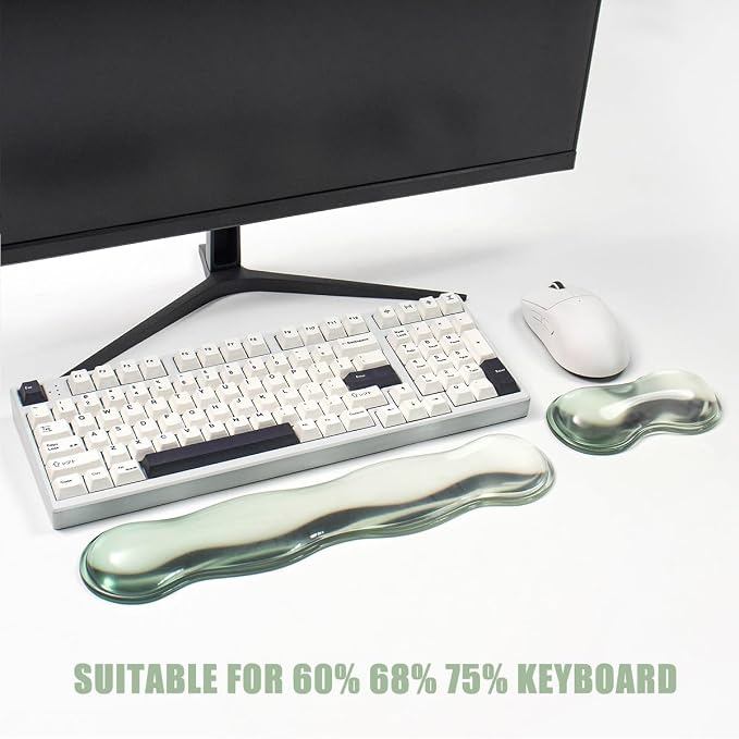 Ergonomic Gel Keyboard and Mouse Wrist Rest Set – Green Clear Wrist Rest - Image 4
