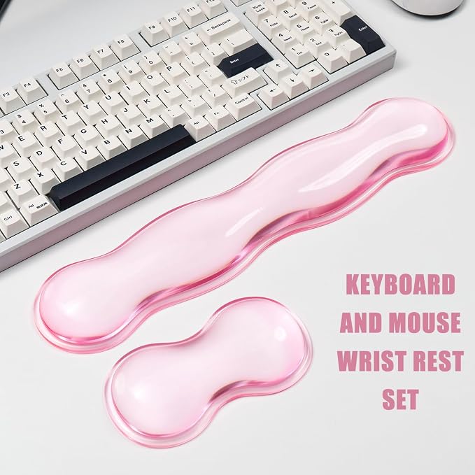 Ergonomic Silicone Gel Keyboard and Mouse Wrist Rest Set – Clear Wrist Rest - Image 2