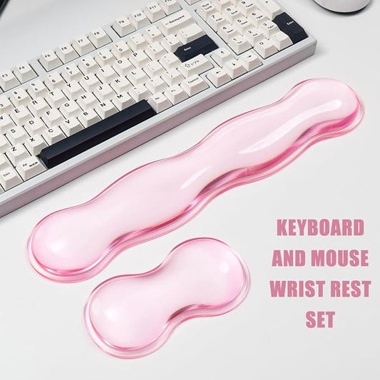 Ergonomic Silicone Gel Keyboard and Mouse Wrist Rest Set – Clear Wrist Rest - Image 2