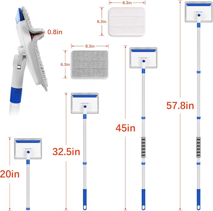 Baseboard Cleaner Tool with Handle, Wall Cleaner with Extendable Long Handle - Image 2