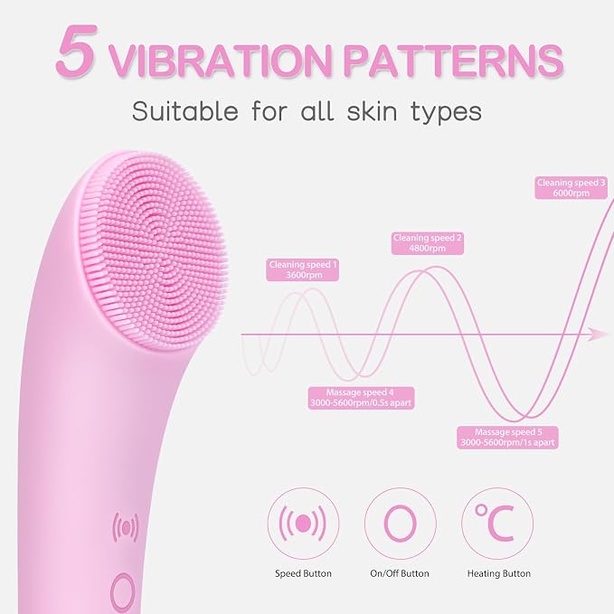 PRITECH Facial Cleansing Brush, Rechargeable Silicone Face Scrubber - Image 4