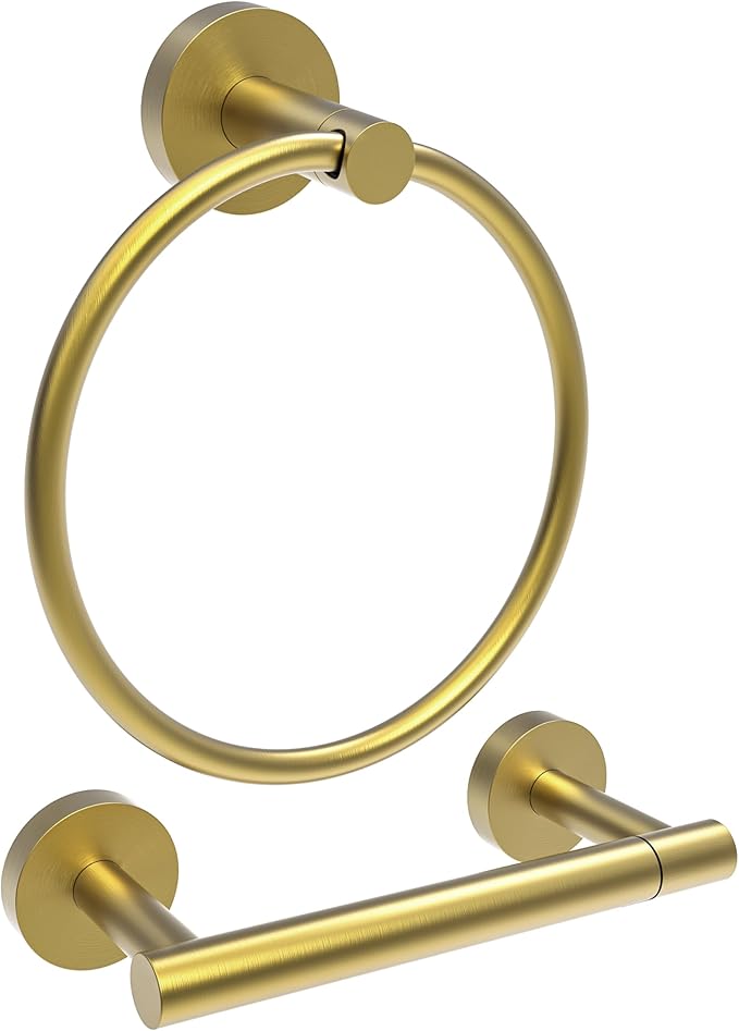 Gold Toilet Paper Holder & Towel Ring SUS304 Stainless Steel 2pc Bathroom by ElevateYourSpaceChooseRARXTR