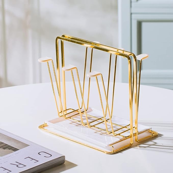Metal Cup Drying Rack with 6 Hooks, Bottle Drying Rack with Drain Tray - Image 3