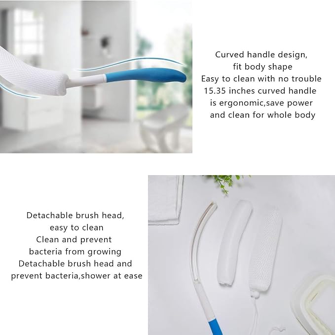 MagiDeal Vinyl Quote Me Long Anti-Slip Curve Handled Bath Body Brush, Easy Reach - Image 5