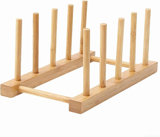 Kunovo Bamboo Dish Rack, Pot lid/Plate/Cutting Board Organizer by Kunovo