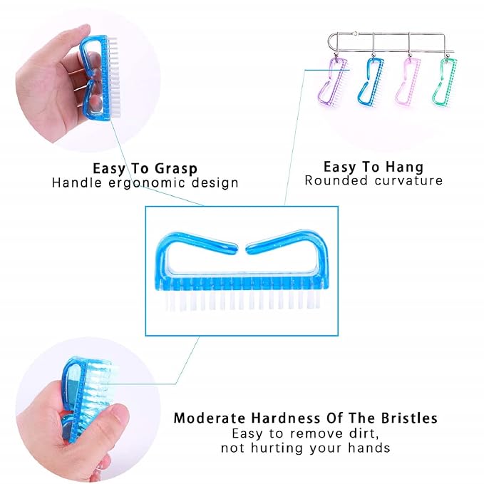 6 Pack Handle Grip Nail Cleaning Brush, Fingernail Brush Cleaner Scrub Brush Kit - Image 3