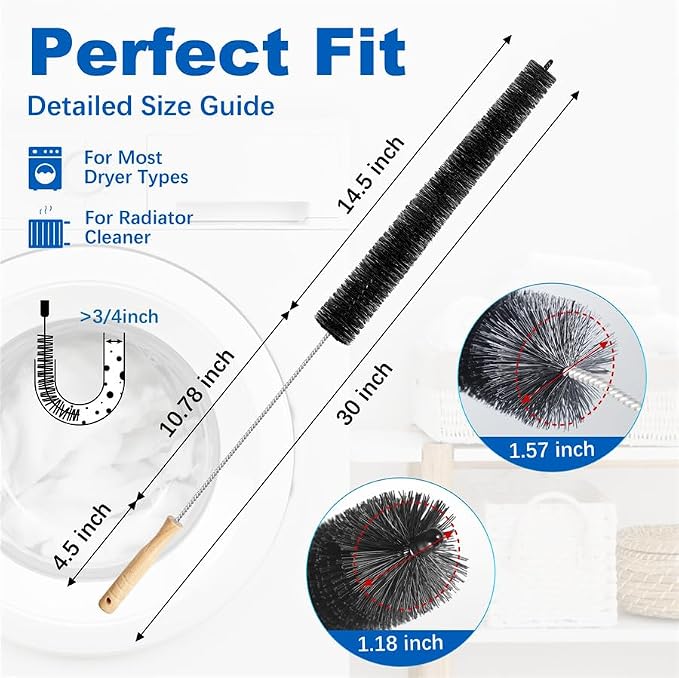 Dryer Vent Cleaner Kit Clothes Dryer Lint Brush Vent Trap Cleaner Home - Image 2