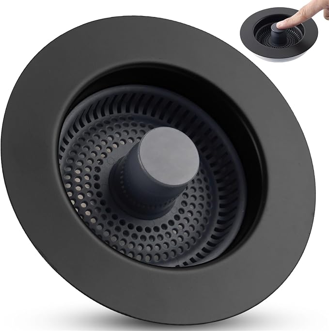 Universal 3 in 1 Kitchen Sink Drain Strainer Stopper Combo, Anti-Clog and Easy by Greatcomfortathome