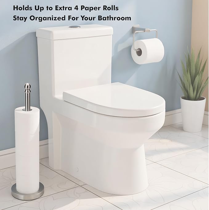 Toilet Paper Holder Stand Holding Up to 5 Paper Rolls, Free-Standing Spare - Image 4