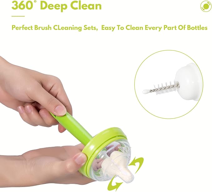 8 Piece Sponge Nipple Bottle Brushes, Baby Bottle Brush - Image 2
