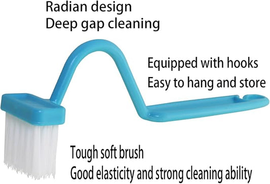 4PCS V-Shape Plastic Curved Brush Blue 7.9x1.4 inch Toilet Corner Edge Cleaning - Image 2