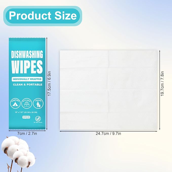 Dish Cleaning Wipes Individually Wrapped, Portable Kitchen Disposable Dish Soap - Image 7