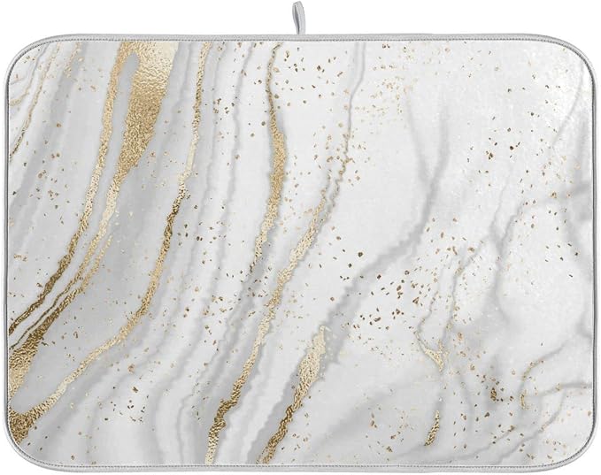 Marble Dish Drying Mat for Kitchen Counter White Golden Marble Gary Grey Drying by Wamika