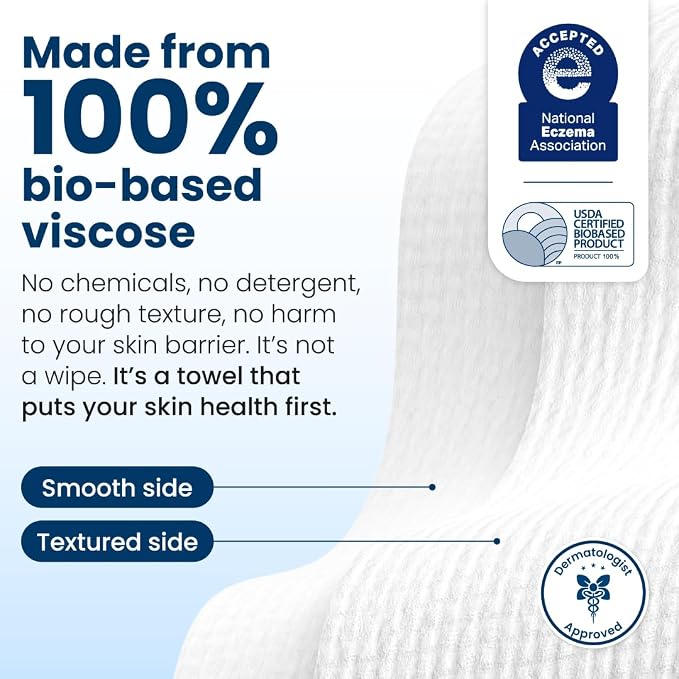 Clean Skin Club Clean Towels XL®, 100% USDA Biobased Face Towel, Disposable - Image 7