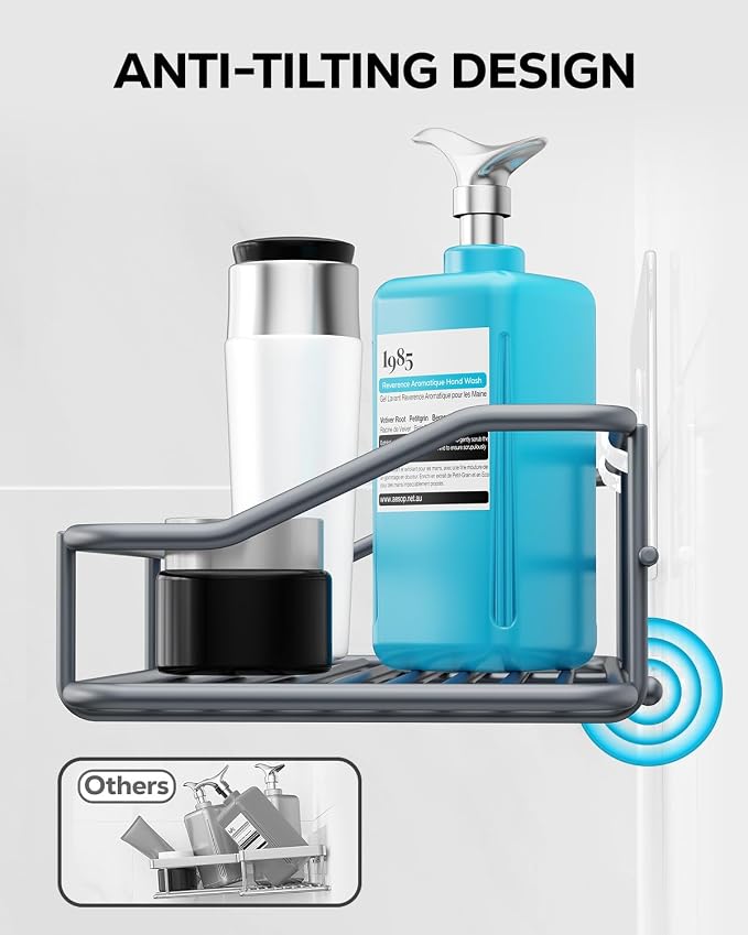 Nieifi Shower Caddy Shelf with Hooks Storage Rack Organizer Adhesive Stainless - Image 4