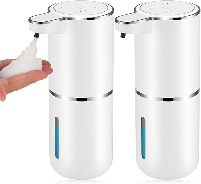 2 Pack Automatic Soap Dispensers, 12.8oz/380ml USB Touchless Automatic Foaming by VZZNN