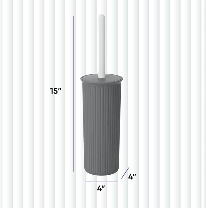 Superio Decorative Plastic Toilet Bowl Brush and Holder Set, Cleaner Scrubber - Image 2