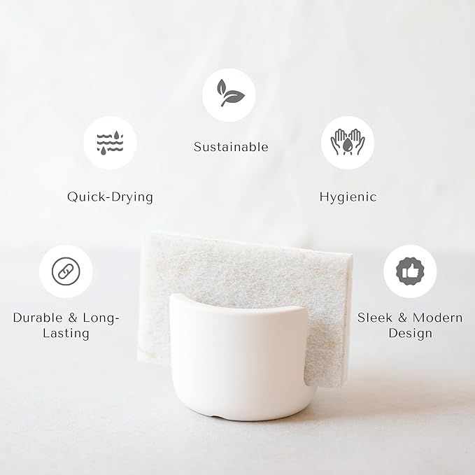 Selegna Diatomite Stone Sponge Caddy – Quick Drying Diatomaceous Earth Sink - Image 4