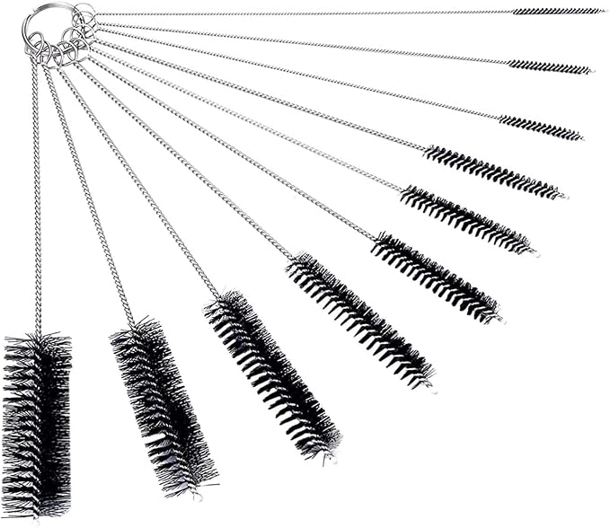 10" Tube Cleaning Brush Set, 10 Pack, Extra Long Nylon Straw Brushes - Image 2