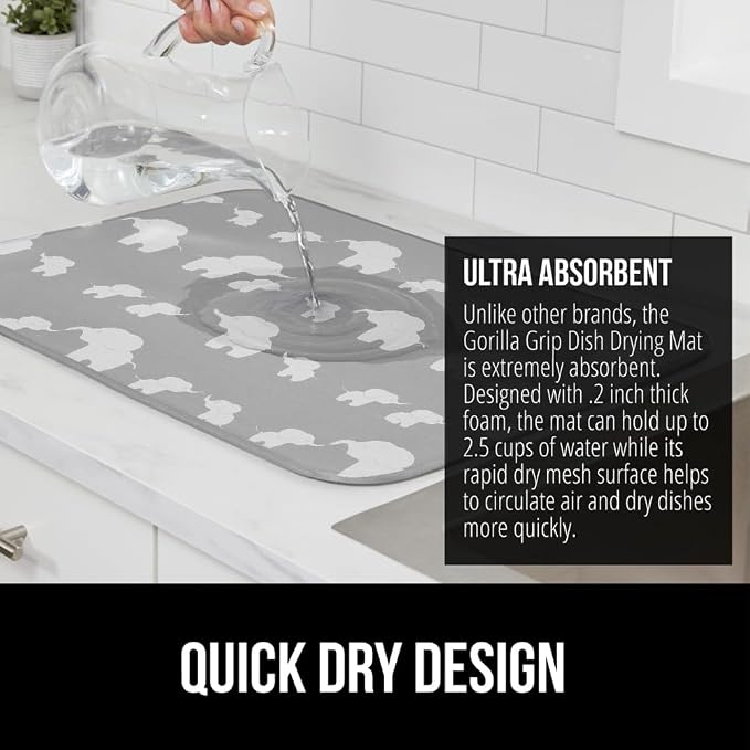 GORILLA GRIP Ultra Water Absorbent Microfiber Dish Drying Mat, Quick Dry Thick - Image 3