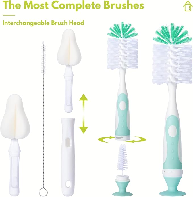 Baby Bottle Brush Set with Nipple Cleaner and Suction, 10.2" Cleaning Brush and - Image 7
