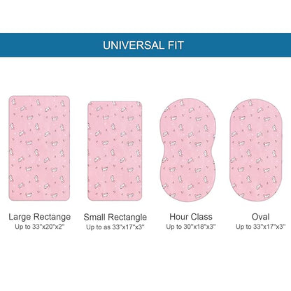 Bassinet Sheets 2 Pack, Stretchy Bassinet Sheet, Bassinet Sheets for Baby Girl Universal Fit for Rectangle, Oval, Hourglass Bassinet Pad/Mattress, Pink