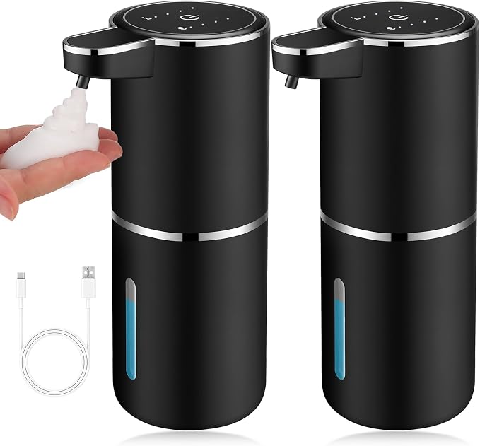 2 Pack Automatic Soap Dispensers, 12.8oz/380ml USB Touchless Automatic Foaming by VZZNN
