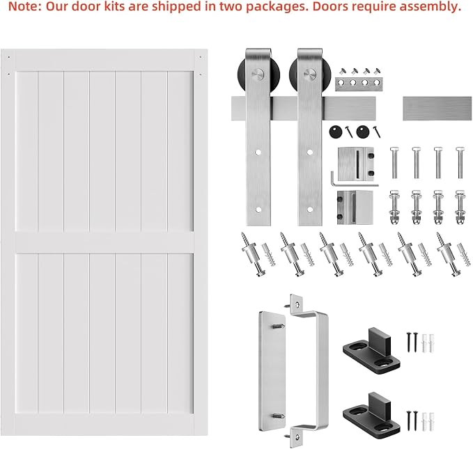 SmartStandard 48 x 96 inch White Sliding MDF Barn Door - Image 5