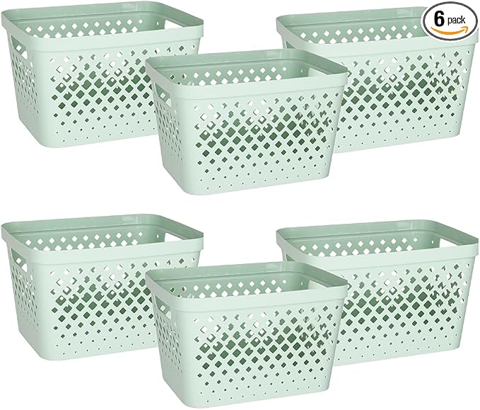 Glad Plastic Storage Basket Set, Value Pack of 6 | Open Storage Bins by GladTrashFoodStorage