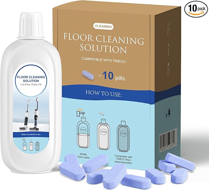 10 Bottles Compatible with Tineco Cleaning Solution Pet 500ml Per Bottle by NUKISA