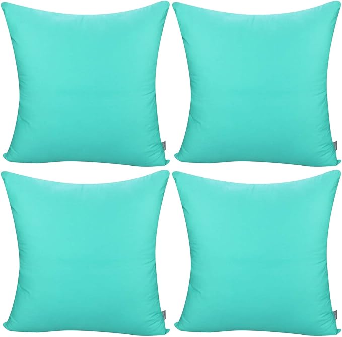 4-Pack 100% Cotton Comfortable Solid Decorative Throw Pillow Case,Thmyo Square Cushion Cover Pillowcase Sublimation Blank Pillow Covers DIY Throw Pillowcase for Sofa Bedroom(18x18 inch/ 45x45cm,Green)
